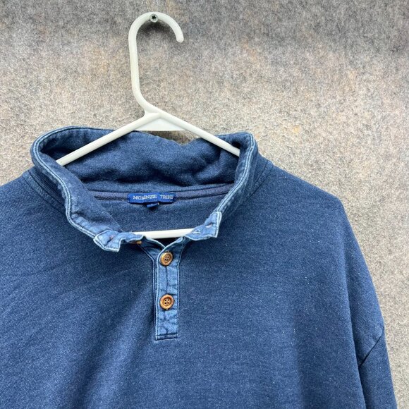 McKenzie Tribe Pullover Mens Large Blue Denim Collar Sweatshirt Henley Jacket - Picture 8 of 9
